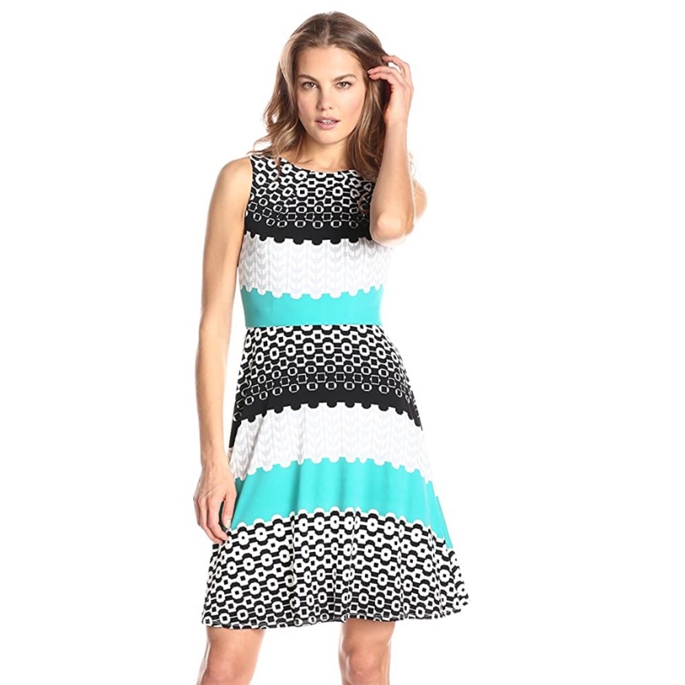 Donna Morgan Stretch Jersey Graphic Flare Dress 2
